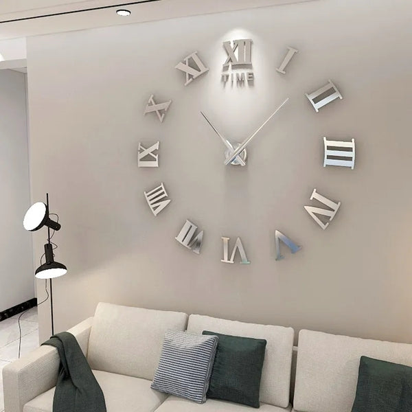 Horloge 3D chiffre romain argent